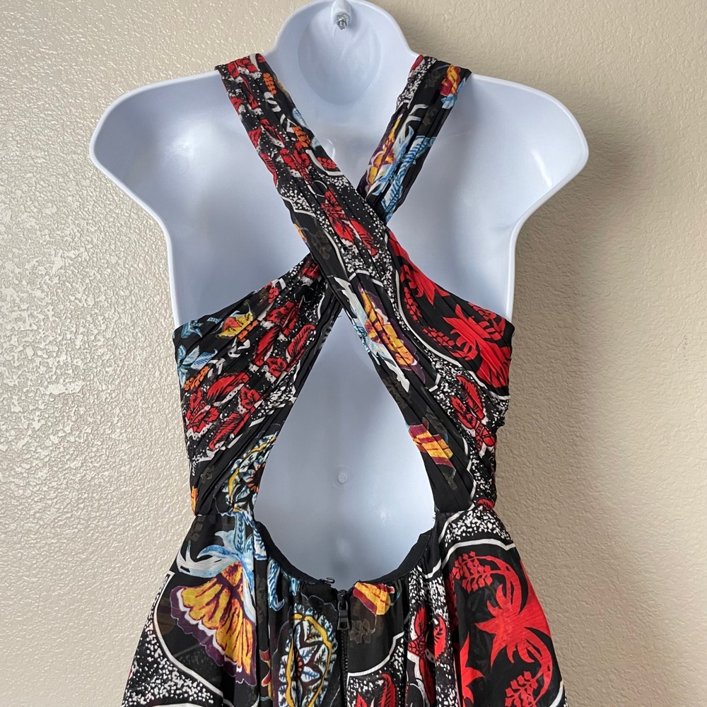 Alice + Olivia Dress Womens Size 2 Kora Floral Baroque Handkerchief Layered Maxi - Picture 8 of 13